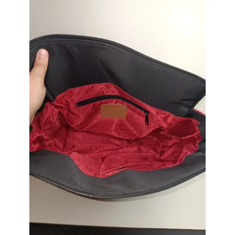Donna Sharp Red Quilted Patchwork Puzzle Tote Bag Raleigh Leah Patch 12inx15in
